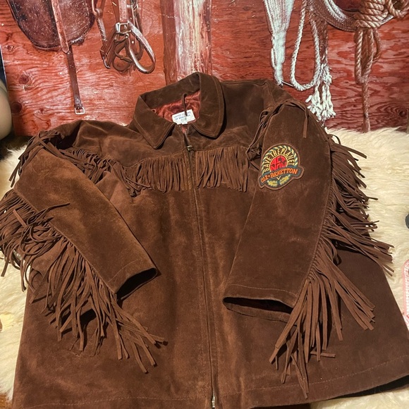 United Colours of Benetton “Save the Planet” vintage suede fringe jacket - Picture 9 of 12